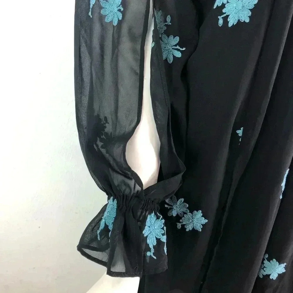 NEW TOPSHOP Idol Women's Size 6 Embellished Floral Long Midi Dress Chiffon - Picture 4 of 10